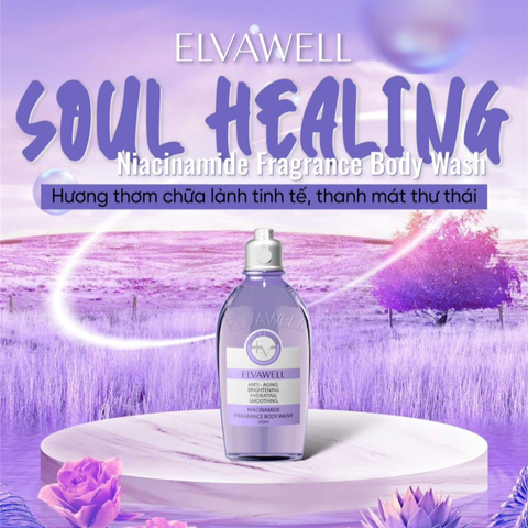Sữa Tắm Nước Hoa Trắng Da Elvawell Niacinamide Soul Healing 250ml - Dưỡng ẩm, Làm Sáng Da, Hương Thơm Dịu Nhẹ