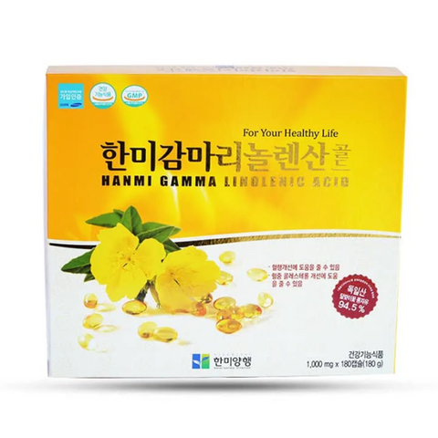 Tinh Dầu Hoa Anh Thảo Hàn Quốc Hanmi Gamma Linolenic Acid - Hỗ Trợ Cân Bằng Nội Tiết, Làm Đẹp Da - Hộp 180 Viên