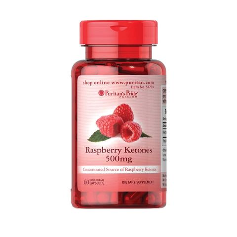 Viên uống giảm cân Puritan's Pride Raspberry Ketones 500mg - Hỗ trợ giảm mỡ, duy trì cân nặng khỏe mạnh - 60 viên bổ sung chính hãng từ Mỹ