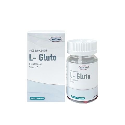Viên uống IntelDerm L-Gluto Trắng Da - Hỗ Trợ Dưỡng Da Sáng Khỏe, Giảm Sạm Nám với L-Glutathione và Chiết Xuất Cà Chua Trắng
