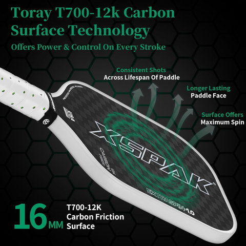 Vợt Pickleball XSPAK 12K Carbon Fiber B0CJQY192G - Độ bền cao, kiểm soát tối ưu cho người chơi trung cấp và chuyên nghiệp