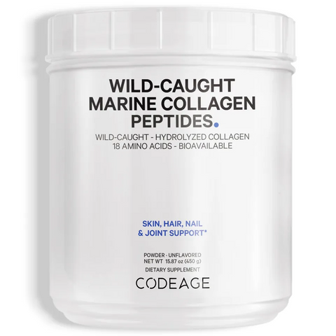 Bột Uống Collagen Codeage Wild-Caught - Peptides Biển 450g, Collagen Tuýp I & III Hỗ Trợ Da Căng Mịn, Giảm Nếp Nhăn