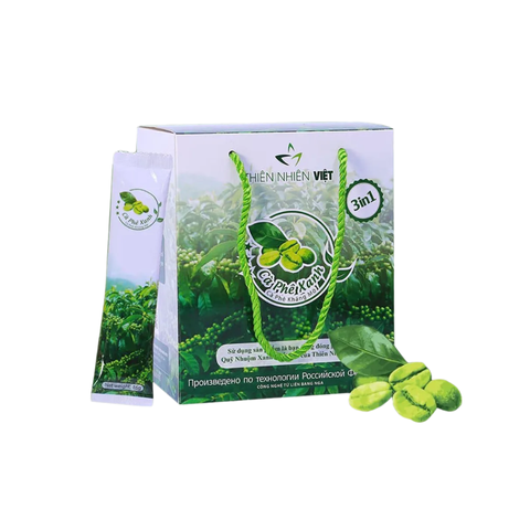 Cà Phê Xanh Giảm Cân Thiên Nhiên Việt - Hỗ Trợ Thon Gọn Vóc Dáng - Hộp 10 Gói Pha Nhanh, Nguyên Chất, Từ Dak Lak