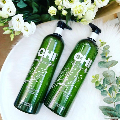 Cặp Dầu Gội Xả Tràm Trà CHI Tea Tree Oil 340ml - Giúp Làm Sạch, Cân Bằng Ẩm, Dịu Da Đầu Nhạy Cảm - Sản Phẩm Chăm Sóc Tóc Chất Lượng