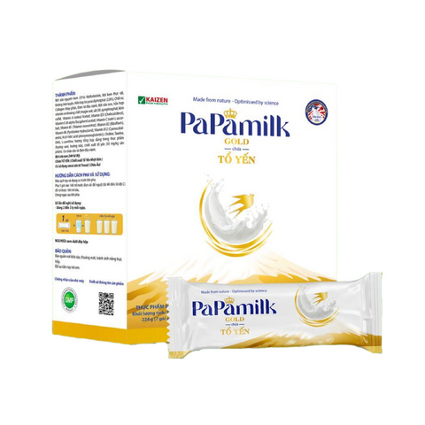 Sữa PaPamilk Gold Tổ Yến 24 gói - Hỗ trợ loãng xương, phục hồi sức khỏe với chiết xuất Nhật Bản, sữa non và vitamin thiết yếu