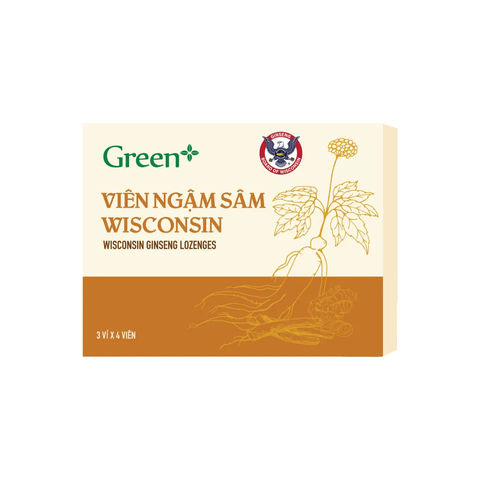 Viên Ngậm Sâm Wisconsin - Giảm Ho, Tăng Sự Tỉnh Táo - Hỗ Trợ Miễn Dịch, Hộp 12 Viên, Dược Thảo Tự Nhiên