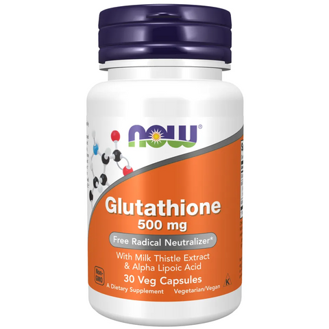 Viên uống Glutathione 500mg Nowfoods - Hỗ trợ trắng da, chống oxy hóa, tăng đề kháng - 30 viên nang cứng Mỹ