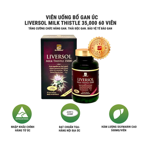 Viên Uống Bổ Gan Liversol Milk Thistle 60 Viên - Hỗ Trợ Tăng Cường Chức Năng Gan, Silymarin Chính Hãng Úc