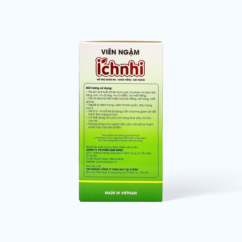 Viên ngậm Ích Nhi Nam Dược hỗ trợ giảm ho tự nhiên cho trẻ em và người lớn - Giảm đau họng, ho khan, ho có đờm