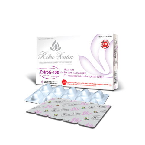 Viên uống Kiều Xuân Estrog-100 - Hỗ trợ cân bằng nội tiết, đẹp da, giảm stress cho phụ nữ tiền mãn kinh và mãn kinh