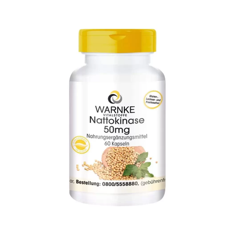 Viên uống Warnke Nattokinase 50mg Đức - Hỗ trợ phòng ngừa đột quỵ và cải thiện sức khỏe tim mạch, 60 viên thực phẩm chức năng