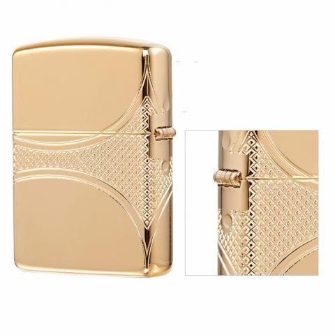 Bật Lửa Zippo 49108 Armor - Thiết Kế Vỏ Vàng Khắc Biểu Tượng Hoa Huệ Tây Fleur-de-lis Sành Điệu, Độc Đáo