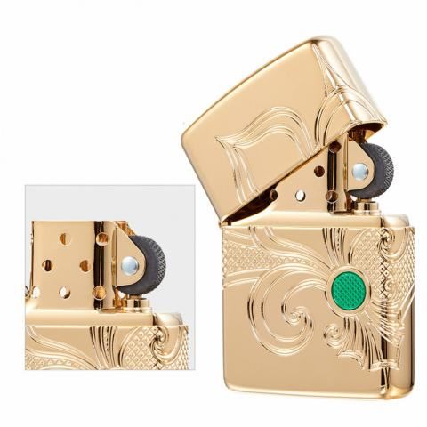 Bật Lửa Zippo 49108 Armor - Thiết Kế Vỏ Vàng Khắc Biểu Tượng Hoa Huệ Tây Fleur-de-lis Sành Điệu, Độc Đáo