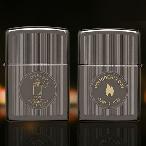 Bật Lửa Zippo 49629 Founder’s Day 2021 Black Ice - Phiên Bản Đen Huyền Bí Kỷ Niệm Sáng Lập Zippo, Quà Tặng Độc Đáo