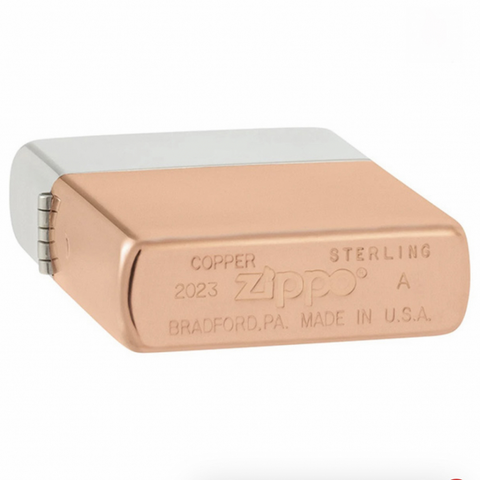 Bật Lửa Zippo Bimetal 48694 - Vỏ Đồng Đỏ và Bạc Sterling, Chống Gió, Thiết Kế Sang Trọng, Quà Tặng Dành Cho Fan Hâm Mộ