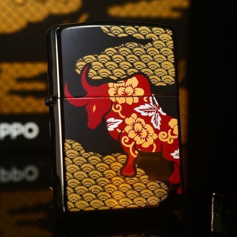 Bật Lửa Zippo CZA-2-18B Year Of The Ox Đen - Phiên Bản Giới Hạn Châu Á, Thiết Kế Maki-e Nhật Bản, Quà Tặng Độc Đáo