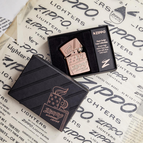 Bật Lửa Zippo Script Collectible Armor Rose Gold 48768 - Phiên Bản Kỷ Niệm 75 Năm, Hàng Giới Hạn Sang Trọng