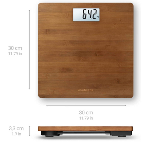 Cân Sức Khỏe Medisana 40548 PS 450 - Bề Mặt Tre Tự Nhiên, Tải Trọng 180kg, Đo BMI, Màn Hình LCD Rõ Ràng - Thiết Bị Chăm Sóc Sức Khỏe Hàng Ngày