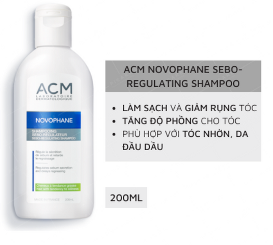 Dầu Gội ACM Novophane Sebo Regulating 200ml - Giải Pháp Cho Da Đầu Nhờn, Làm Sạch Nhờn, Ngăn Rụng Tóc Hiệu Quả