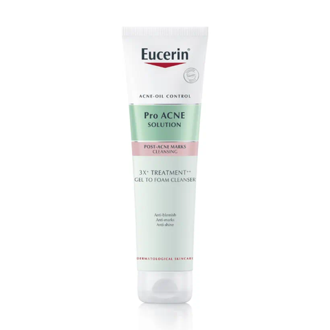 Gel Rửa Mặt Cho Da Mụn Eucerin 3X Treatment Foam Cleanser - Giúp Làm Sạch Sâu, Giảm Mụn, Tăng Cường Độ Ẩm - 75ml, 150ml, 400ml
