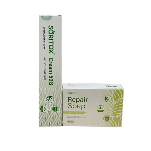 Bộ Đôi Chăm Sóc Da Soritox Cream 50g & Soritox Soap 130g - Giải Pháp Giảm Khô Ngứa , Giúp Da Mềm Mại, Trắng Sáng