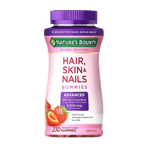 Kẹo Dẻo Hair, Skin, Nails Gummies 230 Viên - Hỗ Trợ Sắc Đẹp Tóc, Da, Móng, Vitamin Tổng Hợp Chính Hãng Nature's Bounty