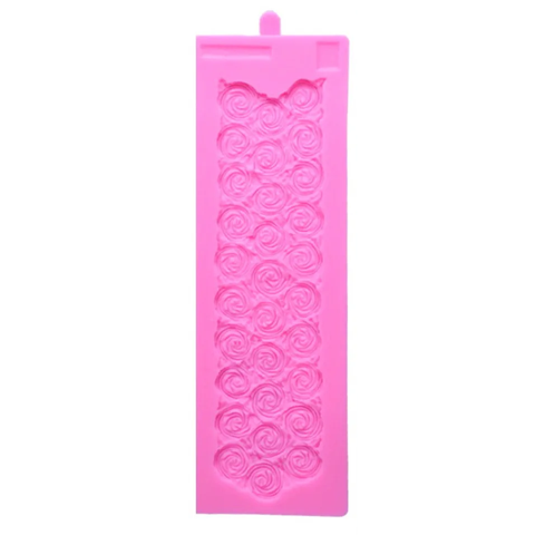 Khuôn silicon làm viền bánh, rau câu, fondant 30 hoa hồng xoáy - 1072