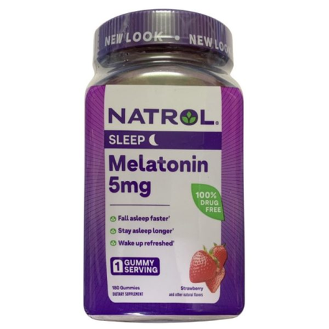 [Mẫu Mới] Kẹo Dẻo Giúp Ngủ Ngon Mela'tonin vị Dâu 5mg, 180viên Mỹ