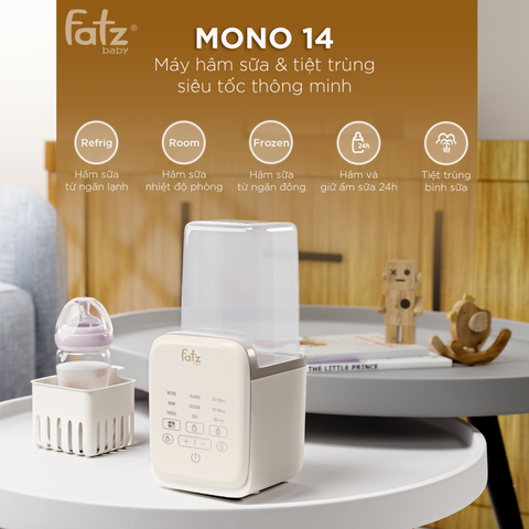 Máy Hâm Sữa và Tiệt Trùng Thông Minh Mono 14 Fatzbaby FB3015KB - 4 Chế Độ Nhanh Chóng, Màn Hình LED Tiện Lợi, An Toàn Cho Bé