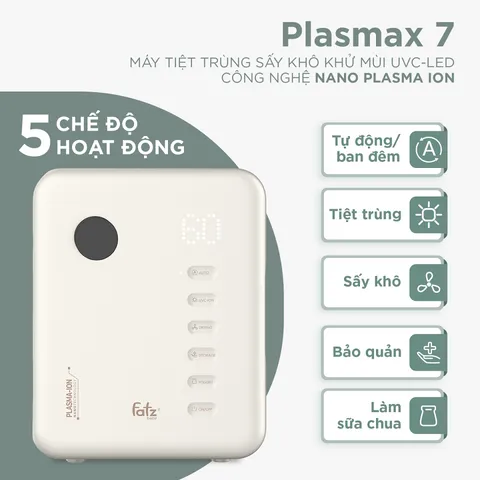 Máy Tiệt Trùng Sấy Khô Khử Mùi Fatzbaby UVC-LED Plasmax 7 FB4823FK - 22L, Tiệt Trùng Hiệu Quả Với Công Nghệ UVC-Leds và Plasma