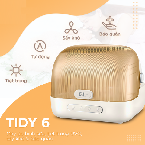 Máy úp bình sữa Fatzbaby Tidy 6 FB4616ZH - Tiệt trùng UVC, sấy khô, bảo quản 72 giờ, dung tích 16L, tiện lợi cho mẹ và bé.