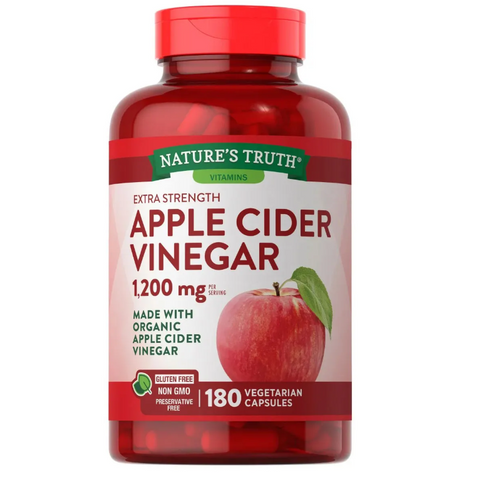 Viên Uống Giấm Táo Giảm Cân Hữu Cơ Nature's Truth Apple Cider Vinegar 1200 mg - 180 Viên Bổ Sung Chất Xơ và Enzyme Tự Nhiên