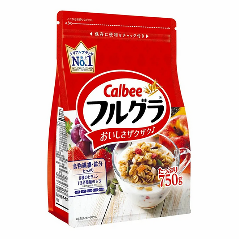 Ngũ Cốc Calbee Nhật Bản 750g - Hỗn Hợp Ngũ Cốc, Hạt và Trái Cây Sấy Khô, Giàu Chất Xơ, Canxi và Sắt, Dinh Dưỡng Cho Mọi Lứa Tuổi