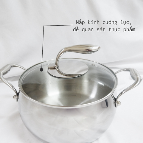 Nồi inox Seka SK6080 đáy 5 lớp 4L - Dùng cho mọi loại bếp, nấu ăn nhanh và đều nhiệt, thiết kế quả táo dễ thương