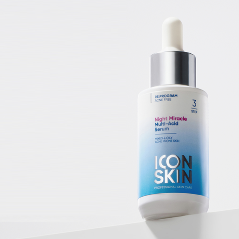 Serum Ban Đêm Icon Skin Night Miracle Multi Acid - Giải Pháp Cho Da Dầu Mụn, Cung Cấp Độ Ẩm Và Ngăn Ngừa Mụn Trứng Cá 30ml