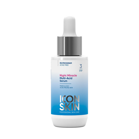 Serum Ban Đêm Icon Skin Night Miracle Multi Acid - Giải Pháp Cho Da Dầu Mụn, Cung Cấp Độ Ẩm Và Ngăn Ngừa Mụn Trứng Cá 30ml