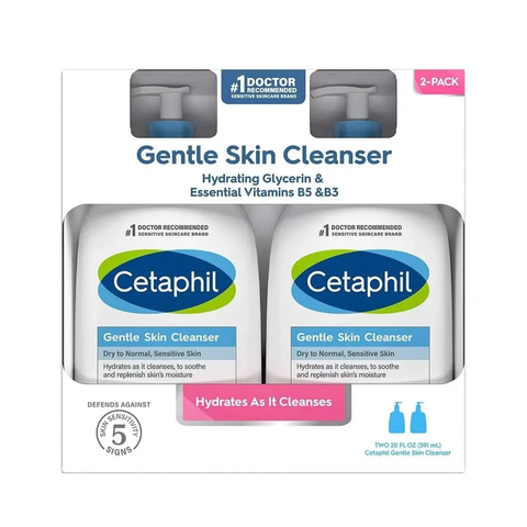 Set 2 Chai Sữa Rửa Mặt Cetaphil Gentle Skin Cleanser 591ml - Dưỡng Da Dịu Nhẹ, Phù Hợp Với Da Nhạy Cảm, 100% Made in USA