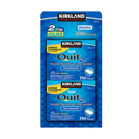 Set 2 Hộp Kẹo Cai Thuốc Lá Kirkland Signature Quit 2mg Gum - 190 Viên Hương Vị Nguyên Bản, Hỗ Trợ Giảm Cơn Thèm Thuốc Lá