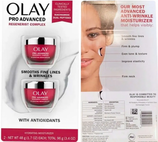 Set kem dưỡng ẩm Olay Pro Advanced Regenerist Complex Mỹ - Bộ 2 hộp (48g x 2) - Dưỡng trắng da, trẻ hóa, chống nếp nhăn, cấp ẩm sâu