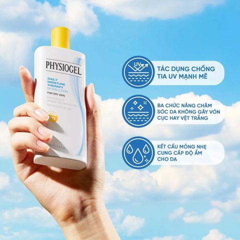 Sữa Chống Nắng Physiogel Daily Moisture Therapy SPF50+ - Bảo Vệ Da Khỏi Tia UV và Dưỡng Ẩm, Dạng Sữa Dịu nhẹ 100ml