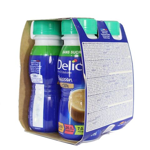 Sữa Dinh Dưỡng Delical Boisson HP HC Edulcorée Không Đường - Lốc 4 Chai 200ml, Hỗ Trợ Bổ Sung Dinh Dưỡng, Không Gluten, Không Lactose