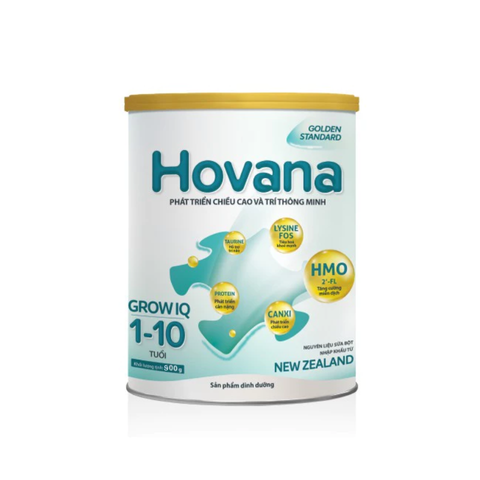 Sữa Hovana Grow IQ - Dinh Dưỡng Cho Trẻ Từ 1-10 Tuổi, Hỗ Trợ Phát Triển Não Bộ, Tăng Cường Sức Khỏe, 900g