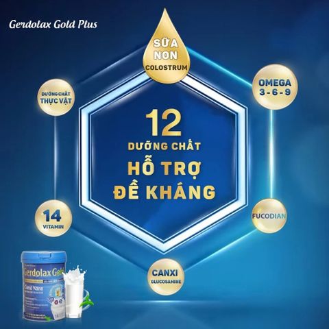 Sữa Gerdolax Gold Plus Canxi Nano - Hỗ trợ xương khớp chắc khỏe, chứa Fucoidan, bổ sung dưỡng chất cho người lớn và cao tuổi - 900g