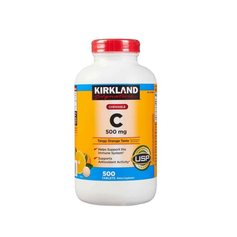 Viên Ngậm Vitamin C 500mg Kirkland Signature Mỹ - Hộp 500 Viên Hỗ Trợ Tăng Cường Miễn Dịch và Làm Đẹp Da