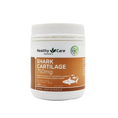 Viên Uống Healthy Care Shark Cartilage 750mg - Hỗ Trợ Xương Khớp, Tăng Cường Miễn Dịch và Thị Lực - Chai 200 Viên