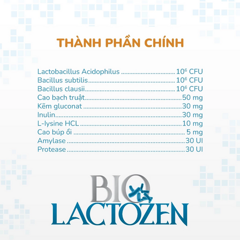 Viên Uống Hỗ Trợ Bổ Sung Lợi Khuẩn Bio Lactozen - Tăng Cường Tiêu Hóa Cho Người Lớn & Trẻ Em Từ 2 Tuổi, Hộp 60 Viên