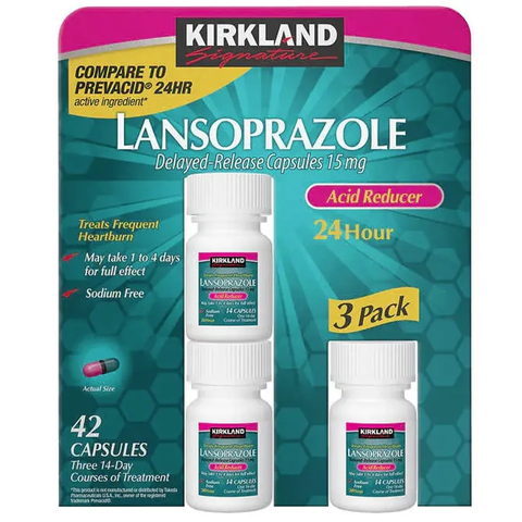 Viên Uống Giảm Axit Dạ Dày Kirkland Signature Lansoprazole 15mg 42 Viên - Hỗ Trợ Tiêu Hóa, Giảm Đau, Ợ Nóng