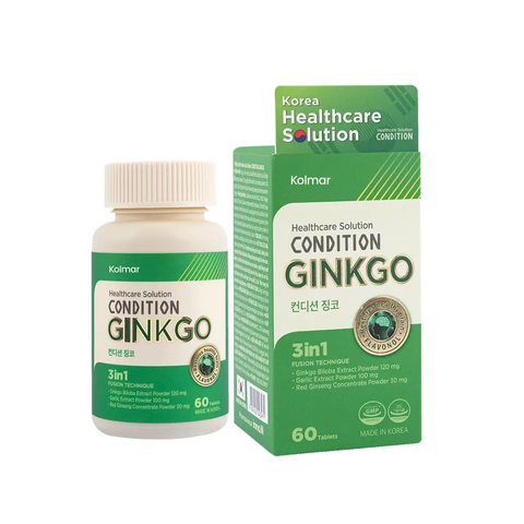 Viên uống bổ não Kolmar Condition Ginko 60 viên - Hỗ trợ cải thiện trí nhớ và tuần hoàn máu từ chiết xuất bạch quả