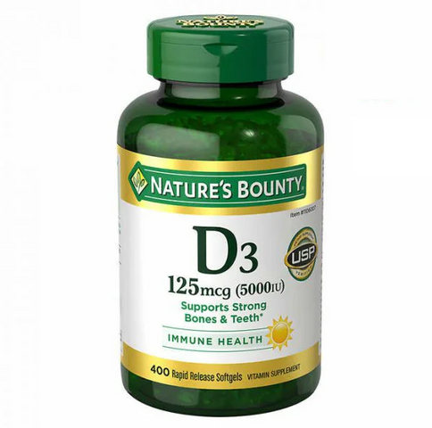 Viên Uống Vitamin D3 Nature's Bounty 12mcg (5000IU) - 400 Viên Hỗ Trợ Xương Khỏe Mạnh và Tăng Cường Miễn Dịch