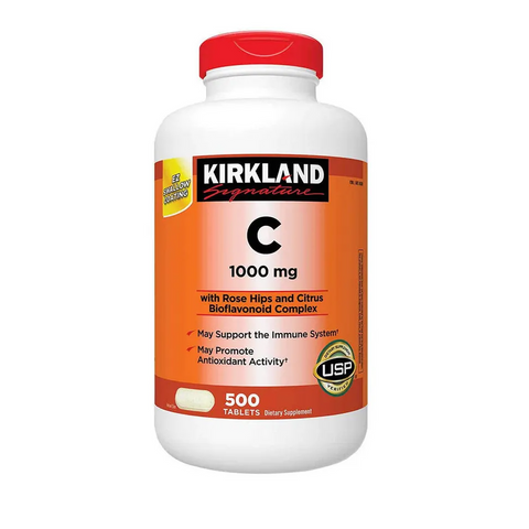 Viên uống Vitamin C 1000mg Kirkland 500 viên - Tăng cường miễn dịch, hỗ trợ làm đẹp da, bổ sung collagen từ Mỹ
